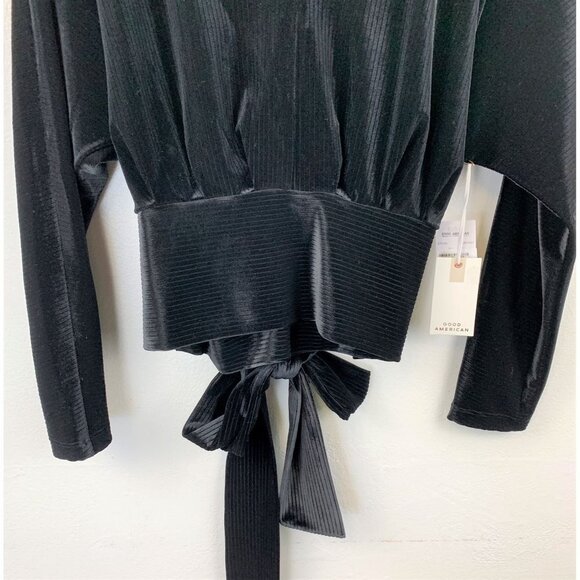 NWT Good American Dolman Velour Top In Black Size 2 - Picture 6 of 13